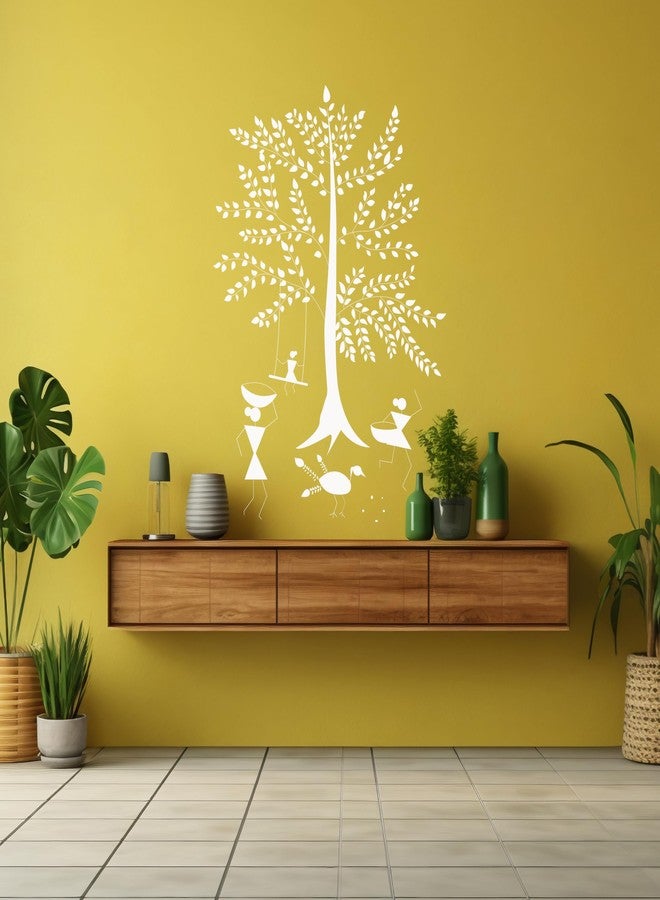 StenCart Tree Warli Art Pack of 2 Stencil for Wall Painting Home DIY Reusable Wall Stencil Design for Wall Decoration (16-inch x 24 inch) - Combo of 2 - Image 1